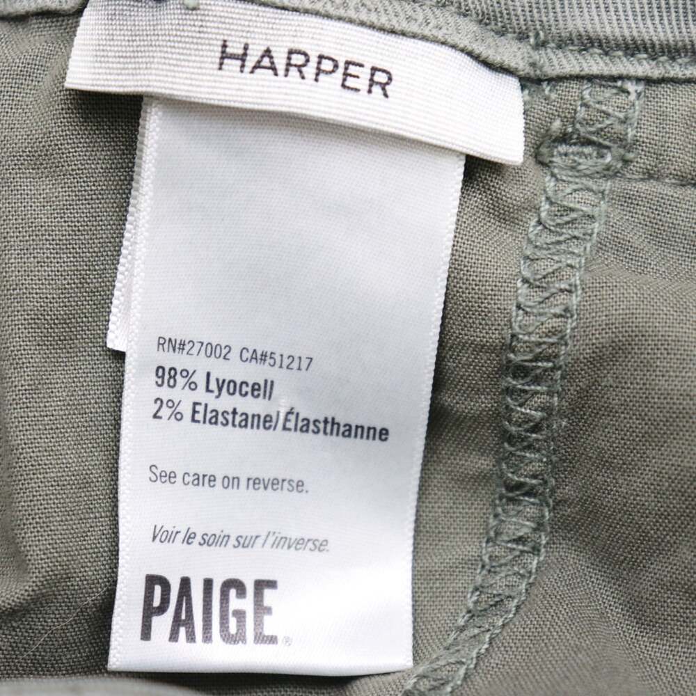 Paige Harper High Rise Paperbag Belted Wide Leg Pants Ivy Green Lyocell Size 31 - Picture 15 of 15